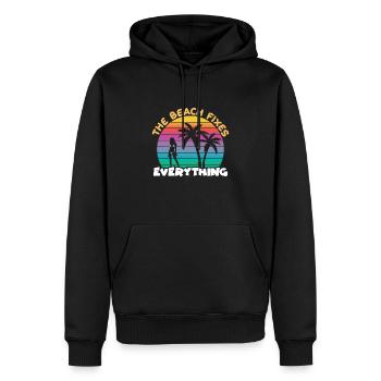 La plage corrige tout Strand Surfer - Sweat à capuche Premium bio Homme - noir - Devant - Nico (187cm)