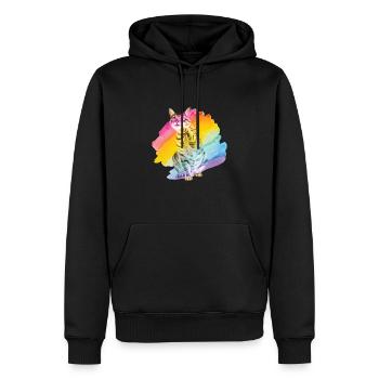 Savannah Katze Regenbogen Kätzchen - Männer Premium Bio Hoodie - Schwarz - Vorne - Nico (187cm)