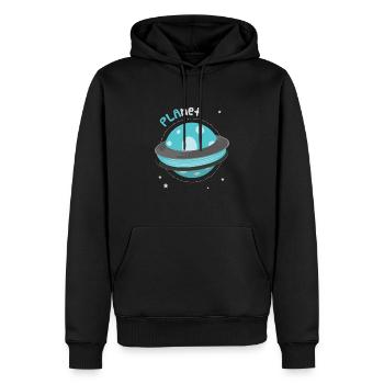 PLAnet PLA 3d Druck 3D Drucker - Männer Premium Bio Hoodie - Schwarz - Vorne - Nico (187cm)