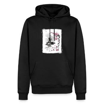Fleurs de cerisier Jiin Japon Naturel - Sweat à capuche Premium bio Homme - noir - Devant - Nico (187cm)