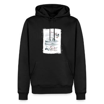 Fuji Kirschblüten Kirschbaum Japan Natur - Männer Premium Bio Hoodie - Schwarz - Vorne - Nico (187cm)