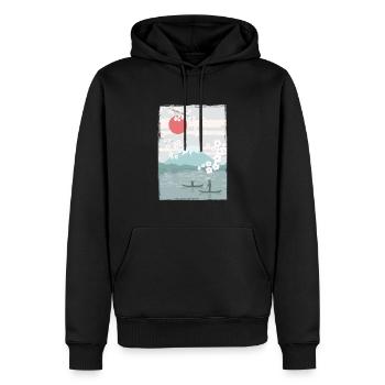 Kirschblüten Fuji Kirschbaum Japan Natur - Männer Premium Bio Hoodie - Schwarz - Vorne - Nico (187cm)