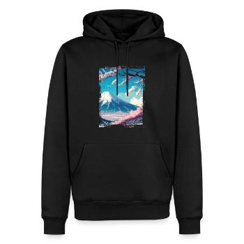 Japan Fuji Kirschblüten Kirschbaum Natur - Männer Premium Bio Hoodie - Schwarz - Vorne - Nico (187cm)
