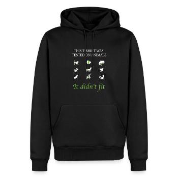 This T-Shirt Was Tested On Animals - Men’s Premium Organic Hoodie - black - Front - Nico (187cm)