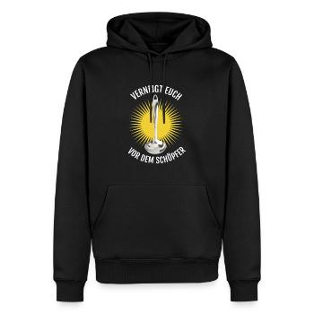 Verneigt Euch vor dem Schöpfer Fun - Männer Premium Bio Hoodie - Schwarz - Vorne - Nico (187cm)