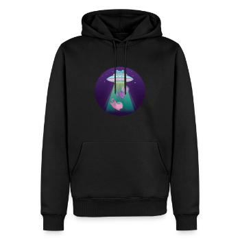 Cats UFO Spaceship Cat Space - Men’s Premium Organic Hoodie - black - Front - Nico (187cm)
