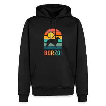 Borzoi Barsoi Retro Hund Hündchen - Männer Premium Bio Hoodie - Schwarz - Vorne - Nico (187cm)