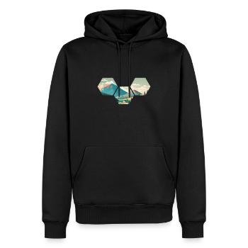 Géométrie de montagne Hexagone Nature Outdoor - Sweat à capuche Premium bio Homme - noir - Devant - Nico (187cm)