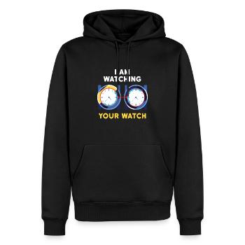 Je regarde votre montre manuelle - Sweat à capuche Premium bio Homme - noir - Devant - Nico (187cm)
