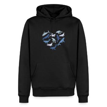 Blauwal Herz Wal Meer - Männer Premium Bio Hoodie - Schwarz - Vorne - Nico (187cm)