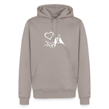 Herz Vogel Liebe Vögel - Männer Premium Bio Hoodie - Taupe - Vorne - Nico (187cm)