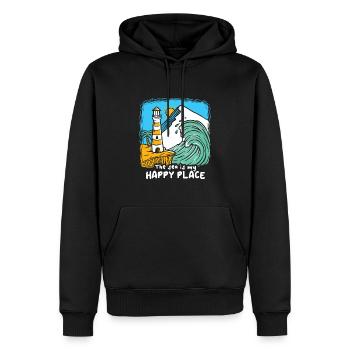 The Sea Is My Happy Place Lighthouse - Men’s Premium Organic Hoodie - black - Front - Nico (187cm)