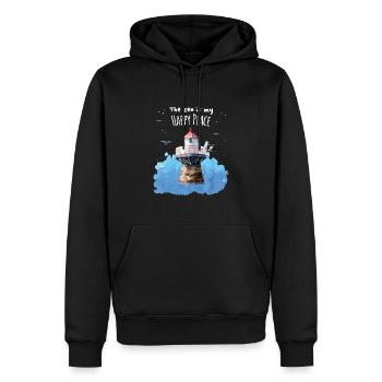 The Sea Is My Happy Place Leuchtturm - Männer Premium Bio Hoodie - Schwarz - Vorne - Nico (187cm)