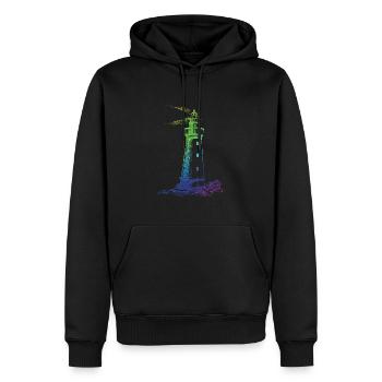 Regenbogen Leuchtturm - Männer Premium Bio Hoodie - Schwarz - Vorne - Nico (187cm)