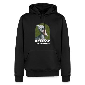 Respect the Shoebill Schuhschnabel Vogel - Männer Premium Bio Hoodie - Schwarz - Vorne - Nico (187cm)