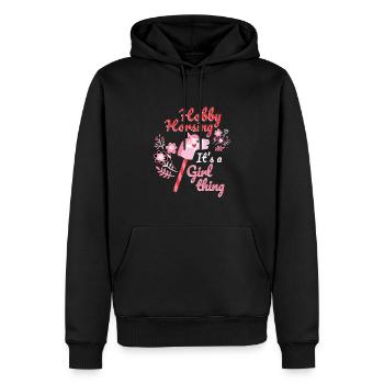C’est un hobbyhorsing de fille - Sweat à capuche Premium bio Homme - noir - Devant - Nico (187cm)