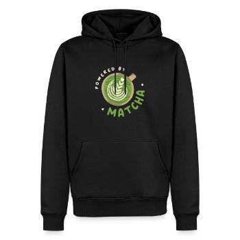 Powered By Matcha Green Tea Japanese - Men’s Premium Organic Hoodie - black - Front - Nico (187cm)