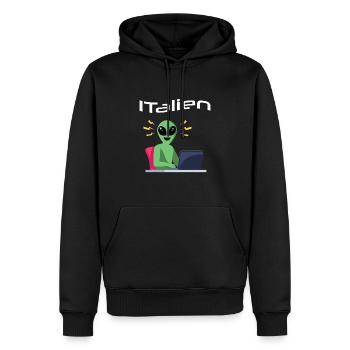 ITalien Alien Informatiker Hacker Coder - Männer Premium Bio Hoodie - Schwarz - Vorne - Nico (187cm)