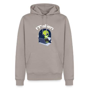 ITalien Alien Informatiker Hacker Coder - Männer Premium Bio Hoodie - Taupe - Vorne - Nico (187cm)
