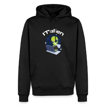 ITalien Alien Informatiker Hacker Coder - Männer Premium Bio Hoodie - Schwarz - Vorne - Nico (187cm)