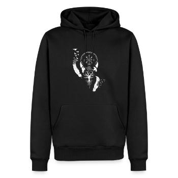 Rabe Nordisch Baum Mythologie Rune - Männer Premium Bio Hoodie - Schwarz - Vorne - Nico (187cm)