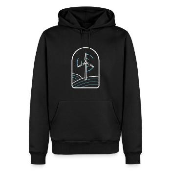 Énergie éolienne Éolienne Énergie éolienne Énergie éolienne - Sweat à capuche Premium bio Homme - noir - Devant - Nico (187cm)