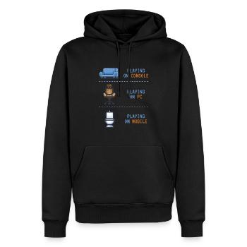 Jouer à des jeux de jeux - Sweat à capuche Premium bio Homme - noir - Devant - Nico (187cm)
