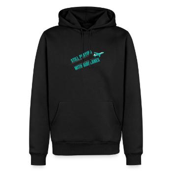 Still Playing With Airplane Flugzeug - Männer Premium Bio Hoodie - Schwarz - Vorne - Nico (187cm)