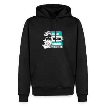 Ours Tigre Homme Barbu Père Fête des Pères - Sweat à capuche Premium bio Homme - noir - Devant - Nico (187cm)