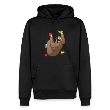 Katze Faultier Klettern Bergsteigen - Männer Premium Bio Hoodie - Schwarz - Vorne - Nico (187cm)