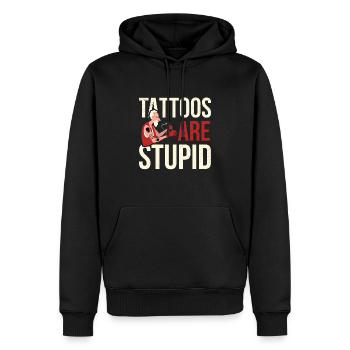 Les tatouages sont des tatouages stupides - Sweat à capuche Premium bio Homme - noir - Devant - Nico (187cm)