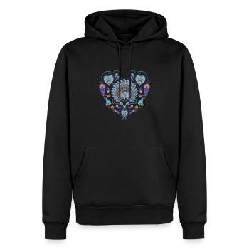 Pfauen Herz Vogel Ziervogel Federn Bunt - Männer Premium Bio Hoodie - Schwarz - Vorne - Nico (187cm)