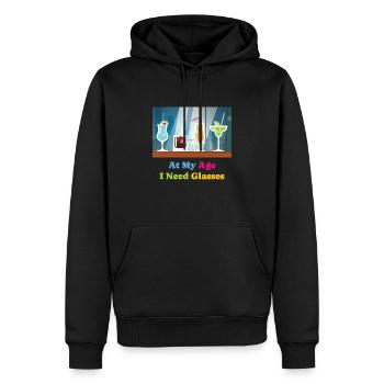 J’ai besoin de verres cocktail alcool - Sweat à capuche Premium bio Homme - noir - Devant - Nico (187cm)