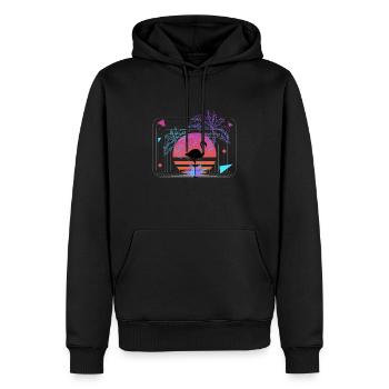 Flamingo Retrowave Synthétiseur Rétro - Sweat à capuche Premium bio Homme - noir - Devant - Nico (187cm)