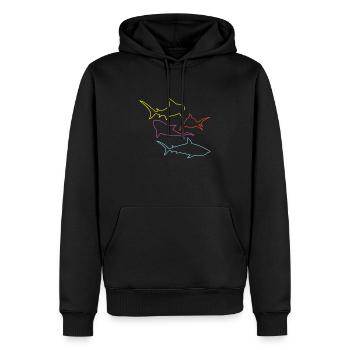 Requin Poisson Requin coloré - Sweat à capuche Premium bio Homme - noir - Devant - Nico (187cm)