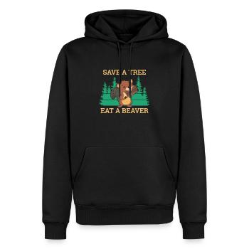 Sauver un arbre Mangez un castor Rongeur de castor - Sweat à capuche Premium bio Homme - noir - Devant - Nico (187cm)