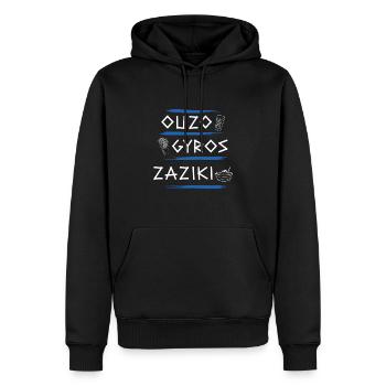 Ouzo Gyros Zaziki Grèce Griechenland - Sweat à capuche Premium bio Homme - noir - Devant - Nico (187cm)