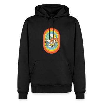 Mushroom Retro Schwammerl Pilze Pilz - Männer Premium Bio Hoodie - Schwarz - Vorne - Nico (187cm)