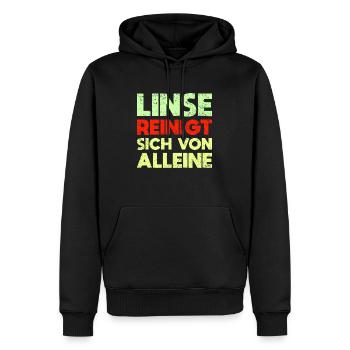 Linse Reinigt Sich Von Alleine - Männer Premium Bio Hoodie - Schwarz - Vorne - Nico (187cm)