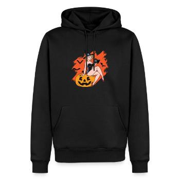 Pin Up Hexe Retro Vintage Halloween - Männer Premium Bio Hoodie - Schwarz - Vorne - Nico (187cm)