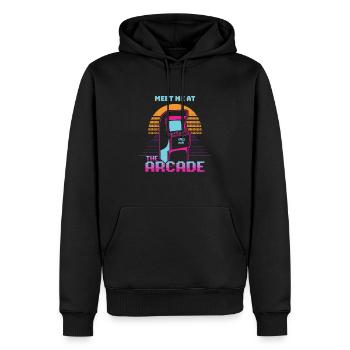 The Arcade Meet Me At Automat Retro - Men’s Premium Organic Hoodie - black - Front - Nico (187cm)