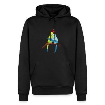 Mignon Perruche Amour Coeur Oiseau - Sweat à capuche Premium bio Homme - noir - Devant - Nico (187cm)