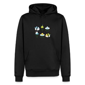 Perruche mignonne Sushi Japon Kawaii - Sweat à capuche Premium bio Homme - noir - Devant - Nico (187cm)