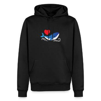Baleine Bleue Coeur Baleine Mer - Sweat à capuche Premium bio Homme - noir - Devant - Nico (187cm)