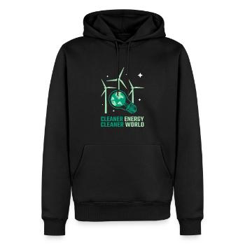 Énergie éolienne Énergie plus propre Énergie éolienne - Sweat à capuche Premium bio Homme - noir - Devant - Nico (187cm)