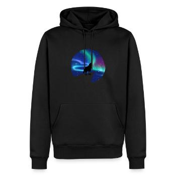 Aurores boréales Loup aurores boréales - Sweat à capuche Premium bio Homme - noir - Devant - Nico (187cm)