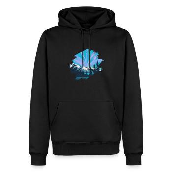 Nordlichter Polarlicht Aurora Borealis - Männer Premium Bio Hoodie - Schwarz - Vorne - Nico (187cm)