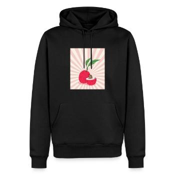 Lychee Retro Litschi Exotische Frucht - Männer Premium Bio Hoodie - Schwarz - Vorne - Nico (187cm)
