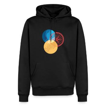 Triathlon Design Sportler Athleten - Männer Premium Bio Hoodie - Schwarz - Vorne - Nico (187cm)