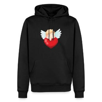 Ange Cherup Coeur d’ange Bébé Ange - Sweat à capuche Premium bio Homme - noir - Devant - Nico (187cm)